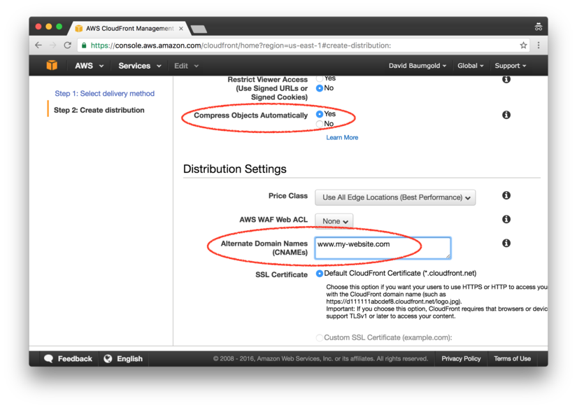 AWS CloudFront: creating a distribution